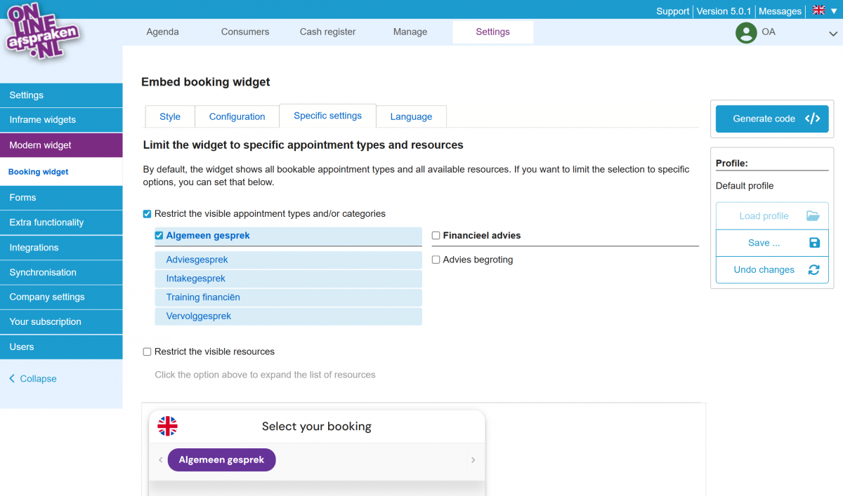 Screen 4 of the modern widget