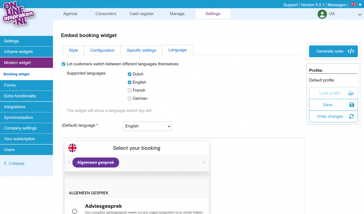 Screen 5 of the modern widget