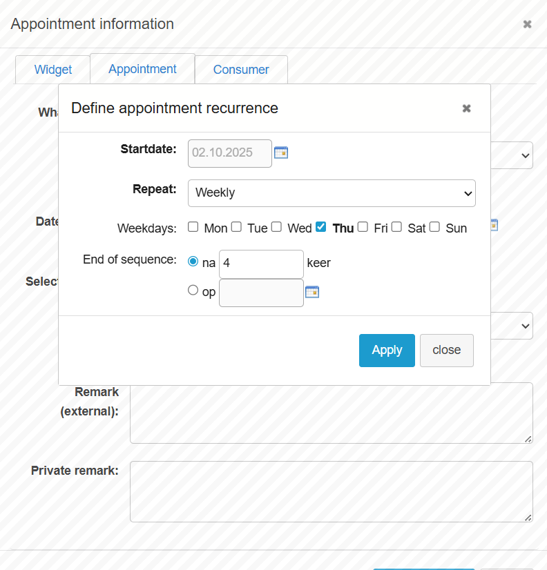 recurring appointments screenshot