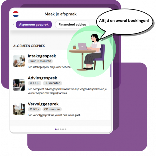 Boekingswidget op website