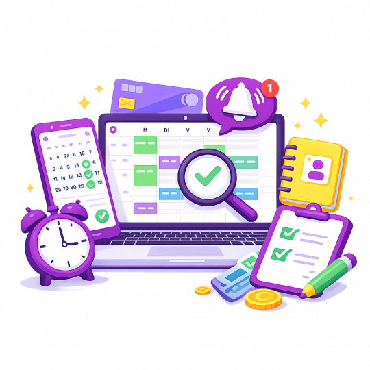 Illustratie voor de online boekingssysteem pagina. 