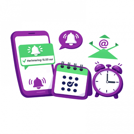 een illustratie voor automatische herinneringen per mail of sms